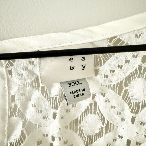 A New Day Long Flare Sleeve Sheer Shirt Lace Top in White Size XXL - Picture 3 of 6